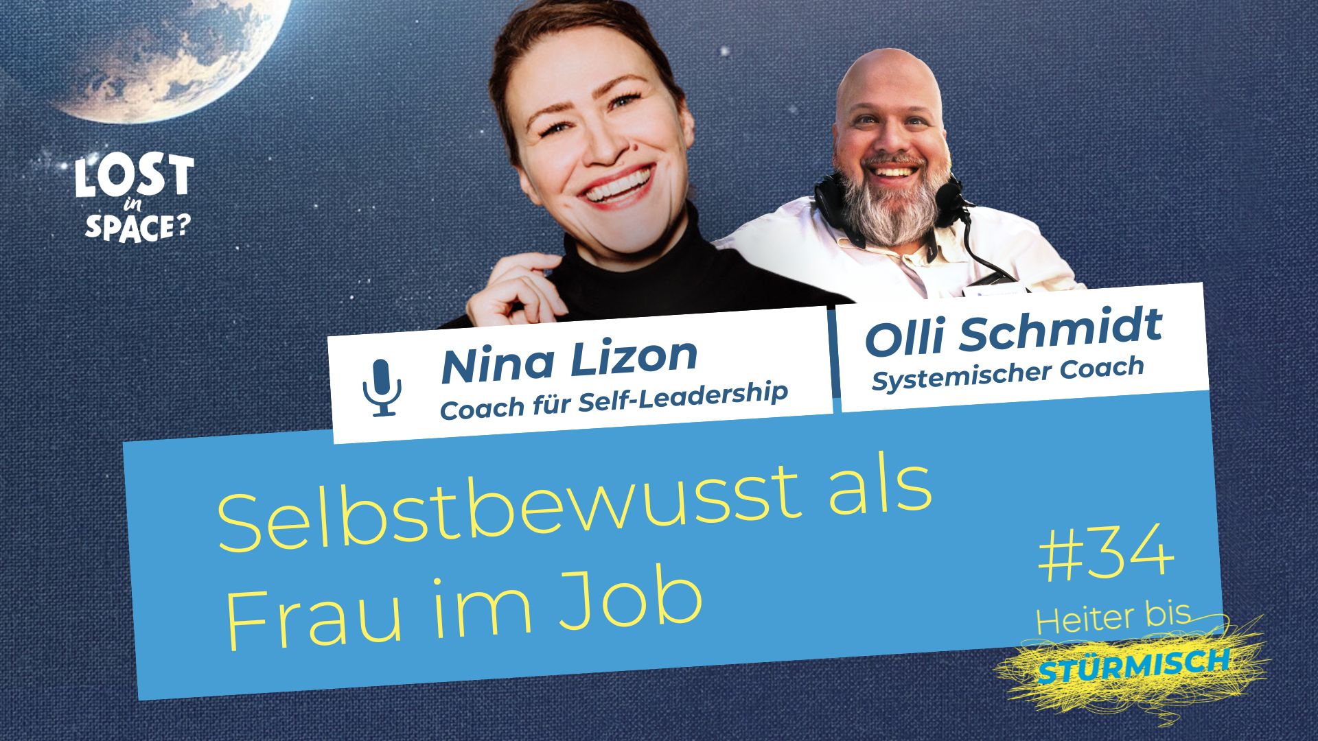 zu sehen sind Coachin Nina Lizon und Podcasthost Oliver Schmidt